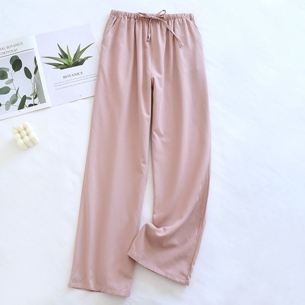 Summer Cotton Oversized Loose Pajama Pants For Men's And Women's Thin Loose Solid Color Long Pants Sleepwear Pajama Trousers_ecoleips.com