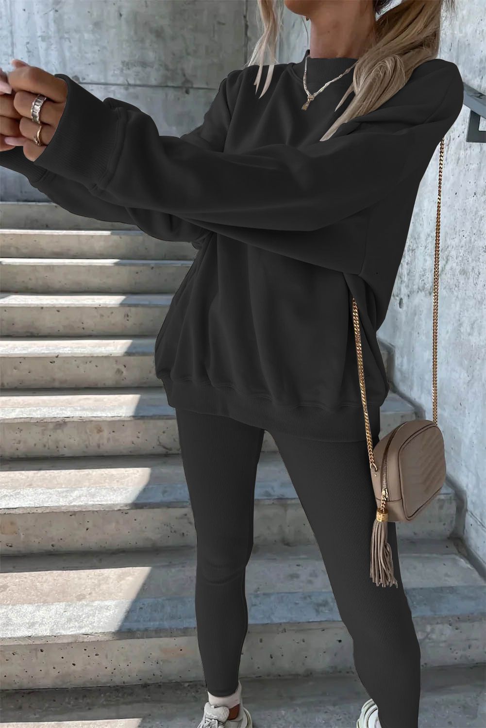 New Women's Clothing Solid Color Long-sleeved Sweater Casual Jacket Sports Suit Women_ecoleips.com