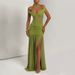 Women's Sexy Strapless Backless Long Mesh Dress European American Style Fashionable Bodycon Clothing Set with Gathered Slit_ecoleips.com