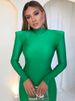 Shoulder Padded Long Sleeve Bodycon Green Party Club Maxi Long Dress 2025 Spring Autumn Women Fashion Elegant Clothes_ecoleips.com