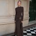 Women's Slim Fit Long Sleeve Dress European American Style Solid Color Fashion round Neck Cross Border Wholesale 2025 Autumn Winter New_ecoleips.com
