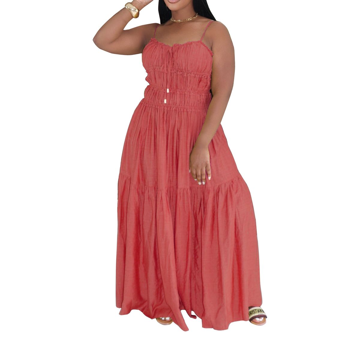 AL349 Women's Sleeveless Bohemian Dress Long Cake Skirt Suspender Design Cross Border European American Summer Fashion_ecoleips.com