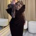 Casual Solid Color Velvet High Waist Guest Dress Fashion O-neck Solid Color Maxi Dress Retro Lace Long Sleeved Women Party Dress_ecoleips.com
