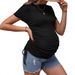 Women's Clothing Fashion Sexy Temperament Thread Short Drawstring Round Neck Short Sleeved T Shirt Pregnant Tops_ecoleips.com