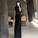 2025 Summer New Elegant Versatile Short Round Neck T-Shirt Top High Waist Slimming Ruched Skirt Set For Women_ecoleips.com