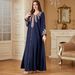 Turkish Style Long Robe Dress Women's Elegant Loose Fitting Embroidered Dress with Long Sleeves Fashionable Cross Border Trade Temperament Dress_ecoleips.com