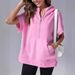 Women's Clothing Solid Color Casual Short Sleeved Hooded Sweatshirt_ecoleips.com