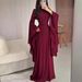 Modest Evening Dress Women's Loose Flared Sleeve Long Dress European American Style_ecoleips.com