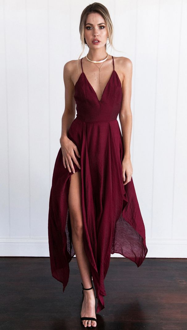 European And American Nightclub Sexy V-neck Backless Sleeveless Strap Asymmetrical Dress In Stock_ecoleips.com