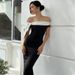 Elegant Off-Shoulder Ribbon Dress – Strapless & Bodycon Silhouette For Autumn_ecoleips.com