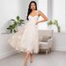Women's Clothing Lace Stitching White Suspender Dress Dress V Neck_ecoleips.com