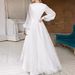 New Temperament Elegant Solid Color V-neck Slim-fitting Long-sleeved Waist Women's Long Dress_ecoleips.com