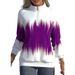 Women's Fashion Independent Store New Gradient Color Print Zipper Long Sleeve Winter Half Turtleneck Sweatshirt_ecoleips.com