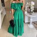 Women's Clothing Summer New Women's Fashion One Shoulder Short Sleeved Swing Long Dress_ecoleips.com