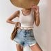 Women's Clothing Slim Fit Versatile Hem Splicing Tassel Design Vest Top_ecoleips.com
