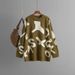 girl Cross-Border Russian 2024 Autumn Winter New Knitted Sweater Women Mid-Length Jacquard Loose Base Shirt Top_ecoleips.com
