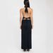 Summer Halter Neck Long Dress For Women Sexy Deep V Tie Back Slim Fit Solid Color Slit Style_ecoleips.com
