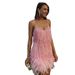 2026 Summer New Fashion Tassel Sequin Feather Patchwork Colorful Dress Hot Stock Women_ecoleips.com