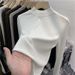 2025 Woolen Flannel Stand Up Collar Base Shirt, Women's Long Sleeved Cotton T-Shirt, 2025 Autumn And Winter New Semi High_ecoleips.com