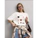 Ins Fashionable Elegant Niche Design 100% Cotton Short Sleeve T-Shirt Oversize Western American Style Top Trendy_ecoleips.com
