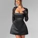 Women's Slim A-Line Dress Lace Trimmed Sexy Alluring Clothing_ecoleips.com