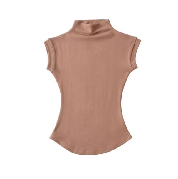 White High Neck Short Sleeve T-Shirt Women Sexy Slimming Top Trendy Stylish for Hot Girls with Tiny Waist Perfect for Summer_ecoleips.com