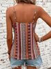 Women's Sexy V-neck Chain Printed Front Twisted Back Camisole Top, Made Of Polyester Fabric With Spaghetti Pattern_ecoleips.com