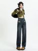 Retro Vintage Design Ripped Denim Straight-leg For Women, Autumn High-waisted Narrow Version, Loose-fitting, Drapey_ecoleips.com