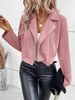Women's Faux Suede Zip-Up Bomber Jacket – Winter Slim Fit Cropped Jacket With Stand Collar (Grey/Pink/Burgundy, S-XXL)_ecoleips.com