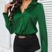 ins Cross-border Foreign Trade Satin Cross V-neck Top With Sleeves, Button-up Cardigan, Women's Shirt For Spring Summer,_ecoleips.com