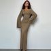 Cross-Border Women's 2025 Summer New Fashion Loose U-Neck Back Tie Long Sleeve Dress Wholesale_ecoleips.com