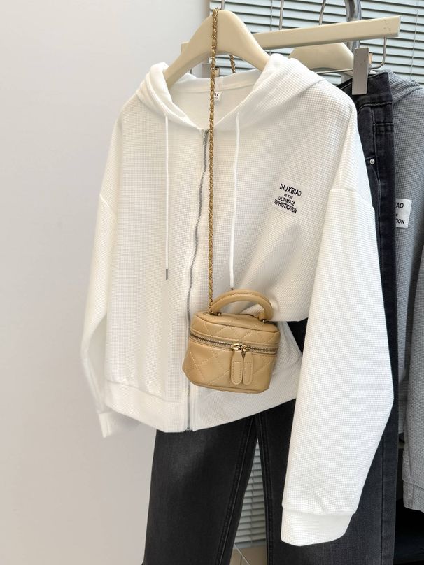 European American Style Real Shot Of The New Spring Autumn Hooded Cardigan Sweatshirt For Women, Thin And Loose, Korean_ecoleips.com