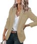 2025 Autumn Elegant Long-Sleeve Coat Solid Color Blazer Collar Loose Single-Breasted Women's Suit_ecoleips.com