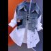 Women's Clothing Retro Denim Layering Shirt Vest – Striped Two-Piece Top With V-Neck (White/Striped, Sizes M-4XL)_ecoleips.com