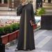 Abaya Muslim Women's Wear Dubai Ladies Solid Color Slit Long Robe Dress MSL203_ecoleips.com