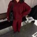 Women's Knit Sweater & Wide Leg Pants Set – Polo Collar Lapel Two-Piece Outfit (Greyish/Pinkish/Burgundy)_ecoleips.com