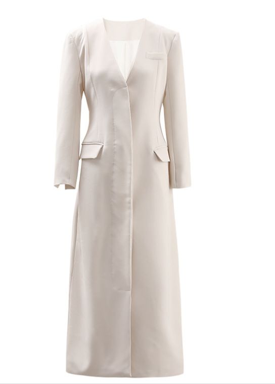 "Oversized V-Neck Trench Coat – Long & Flowy Cotton-Polyester Blend (S-L) | Black/Beige/Brown"_ecoleips.com
