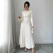 New Long Sleeved Knitted Long Skirt Pleated Dress Elegant Slim Versatile Fashion Temperament_ecoleips.com