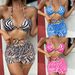 New 2025 Three Piece Swimsuit Women's Bikini with Drawstring Striped Print European And American Style Cross Border E Commerce_ecoleips.com