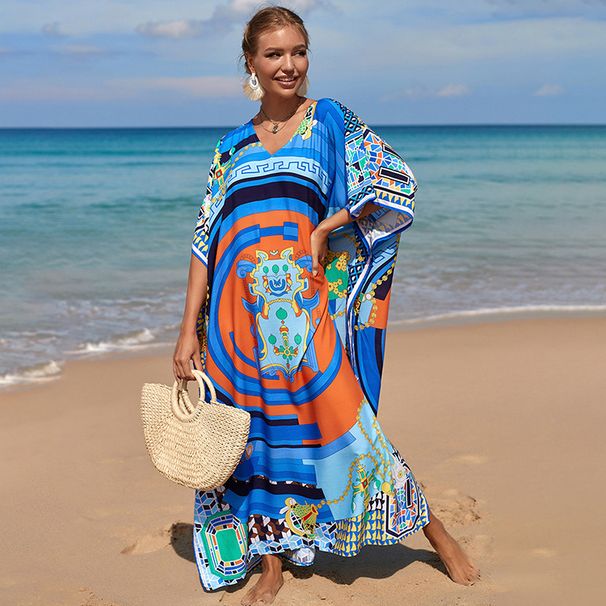 Bohemian Rayon Beach Cover-Up – 39 Vibrant Prints (Tie-Dye, Geometric & Floral) – Lightweight Kimono Dress For Pool, Festival & Vacation_ecoleips.com