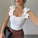 Women's Clothing Summer Fashion Temperament Leisure Three Dimensional Flower Decoration Knitted Sleeveless Top_ecoleips.com
