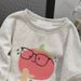 Retro Hong Kong Style Women's Sweatshirt round Neck Fleece Lined Thickened Autumn Winter Loose Fitting Heavyweight Top_ecoleips.com