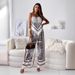 Women's Clothing Summer Fashion Printed Suspender Wrap Chest Positioning Flower Pants Set_ecoleips.com