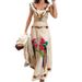 Women's Floral Print Ruffle Sleeveless Vest And Long Skirt Outfit Maxi Skirt Set Elegant Partywear S-3XL_ecoleips.com