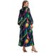 Women's V-Neck Dress Summer Fashion Floral Puff Sleeve Dress_ecoleips.com