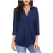 Verve 2025 New Style Elegant Chiffon Women's Button Loose V-neck Three-quarter Sleeve Shirt Top_ecoleips.com