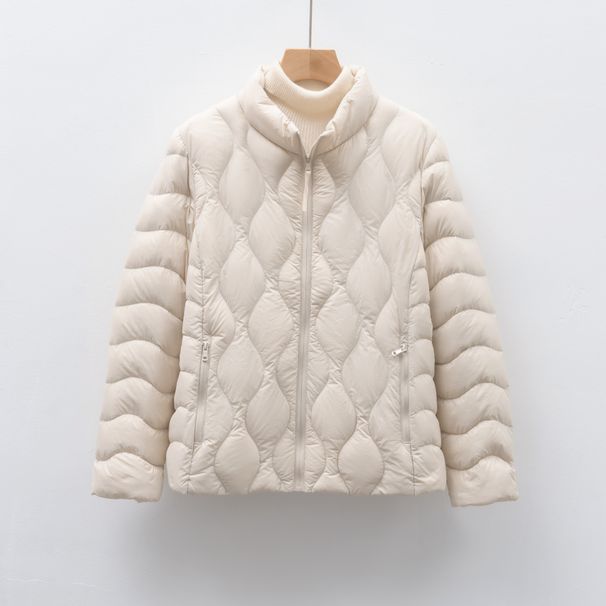 Pinghu Chixin 90 National Standard Autumn Winter New Lightweight Down Jacket Wave Pattern Women's Stand Collar Coat_ecoleips.com