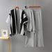 K New Color-block Fashion Knitted Suit With Shawl Round Neck Sweater Loose Wide-leg Pants Three-piece Set For Women_ecoleips.com