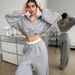 Voya Women's Two Piece Tracksuit Set – Pink Cropped Zip-Up Hoodie & Wide Leg Joggers, Casual Loungewear, EU Daily Active Wear_ecoleips.com