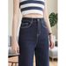 High Waisted Straight Leg Jeans for Women Dark Navy Blue with High Stitch Decoration New Style 2025 Factory Direct Wholesale_ecoleips.com
